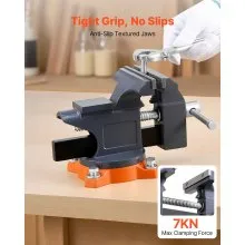VEVOR Bench Vise, 4.5 Inch, Portable Workbench Vice with 270° Swivel Base, Quick Release Rotating Bench Clamp, Cast Iron Construction, for Woodworking, Metalworking, Drilling, Sawing, Cutting Conduit