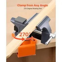 VEVOR Bench Vise, 4.5 Inch, Portable Workbench Vice with 270° Swivel Base, Quick Release Rotating Bench Clamp, Cast Iron Construction, for Woodworking, Metalworking, Drilling, Sawing, Cutting Conduit