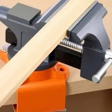 VEVOR Bench Vise, 4.5 Inch, Portable Workbench Vice with 270° Swivel Base, Quick Release Rotating Bench Clamp, Cast Iron Construction, for Woodworking, Metalworking, Drilling, Sawing, Cutting Conduit