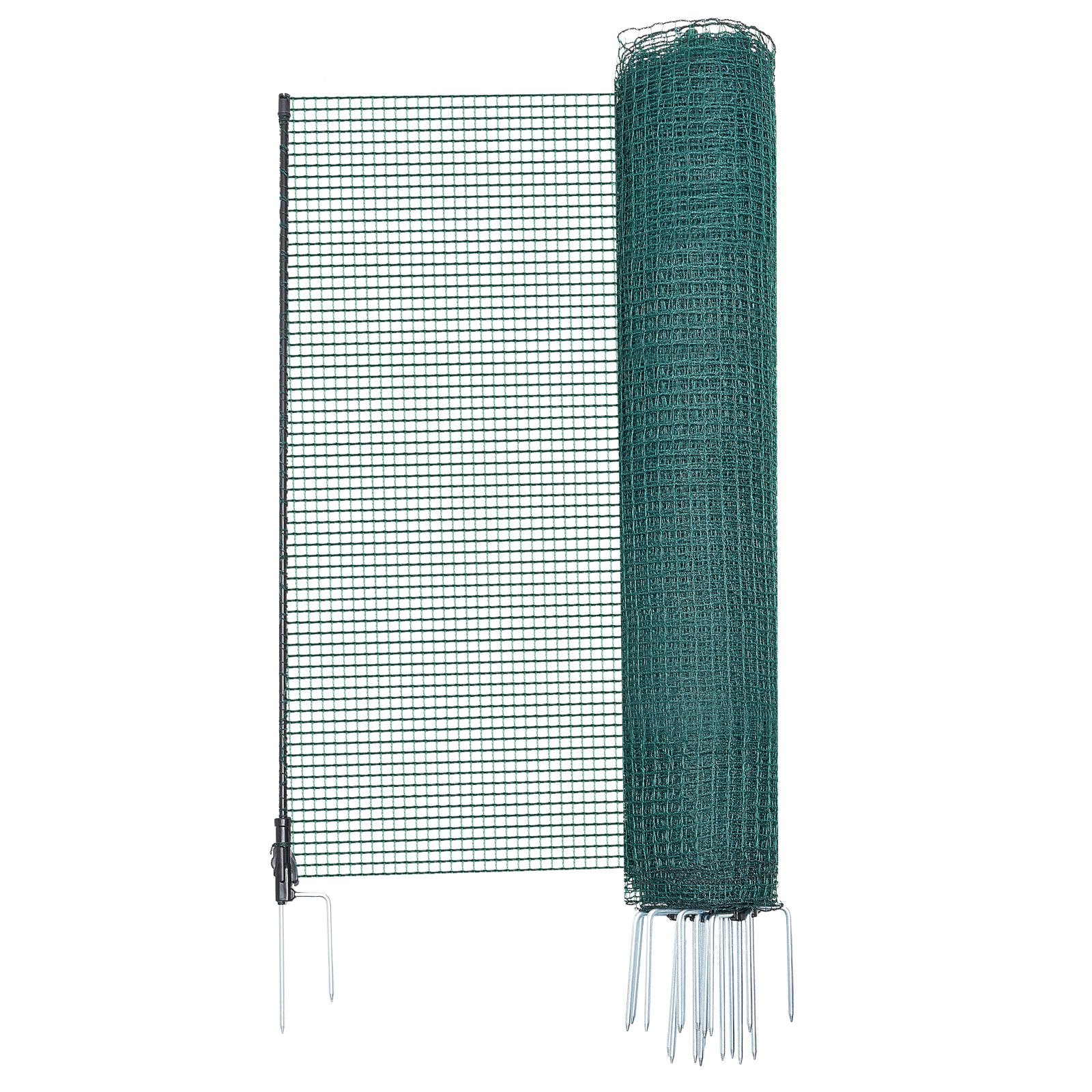 VEVOR Temporary Fence with Posts, 0.9 x 20m Plastic Mesh Fencing, Garden Safety Fences Netting with Double-Spike Stakes & Guy Ropes, Temporary Fence for Dogs, Chickens, Plants, Outdoor Yards