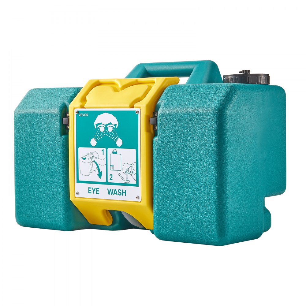 VEVOR Portable Eye Wash Station 8 Gal, OSHA-Approved Eyewash Station Wall-Mounted/On Flat Surface, Emergency Eye Wash Unit with 2 Sprays, First Aid Eyewash Units for Schools, Labs, Factories, Green
