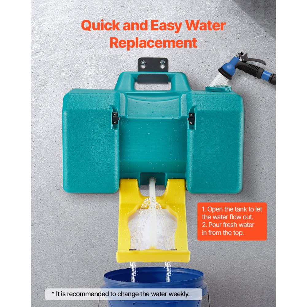 VEVOR Portable Eye Wash Station 30L/8 Gal, OSHA-Approved Eyewash Station Wall-Mounted/On Flat Surface, Emergency Eye Wash Unit with 2 Sprays, First Aid Eyewash Units for Schools, Labs, Factories, Green