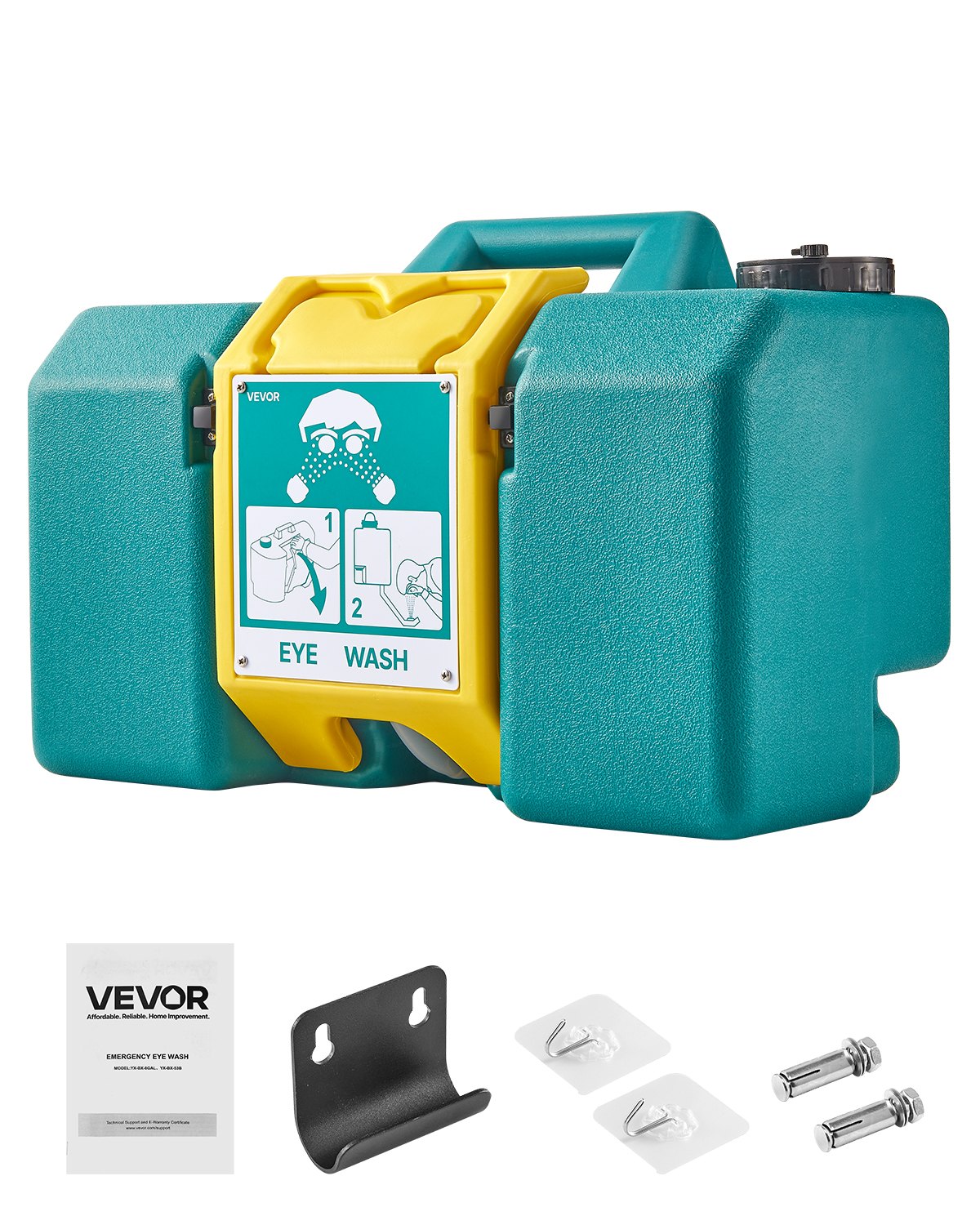 VEVOR Portable Eye Wash Station 30L/8 Gal, OSHA-Approved Eyewash Station Wall-Mounted/On Flat Surface, Emergency Eye Wash Unit with 2 Sprays, First Aid Eyewash Units for Schools, Labs, Factories, Green