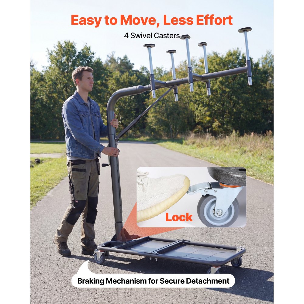 VEVOR Hard Top Remover Lift, 99.79 kg, Jeep Hardtop Removal and Storage System, Quick & Easy One-Person Operation, Adjustable Height, for Jeep Wrangler YJ, TJ, JK, JL, 4XE, Ford Bronco 4 Door & 6 Gen+