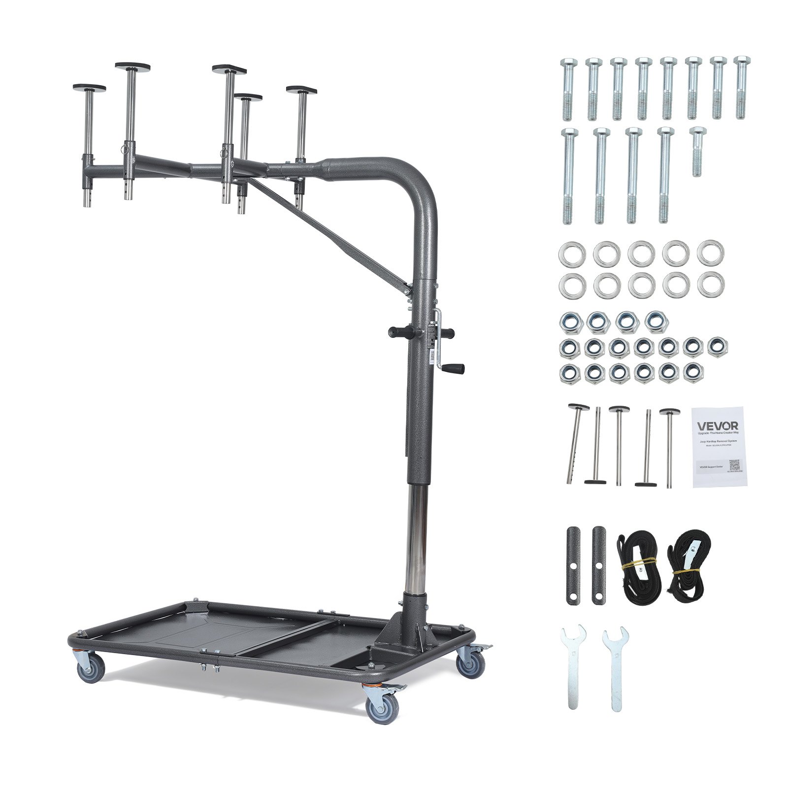 VEVOR Hard Top Remover Lift, 99.79 kg, Jeep Hardtop Removal and Storage System, Quick & Easy One-Person Operation, Adjustable Height, for Jeep Wrangler YJ, TJ, JK, JL, 4XE, Ford Bronco 4 Door & 6 Gen+