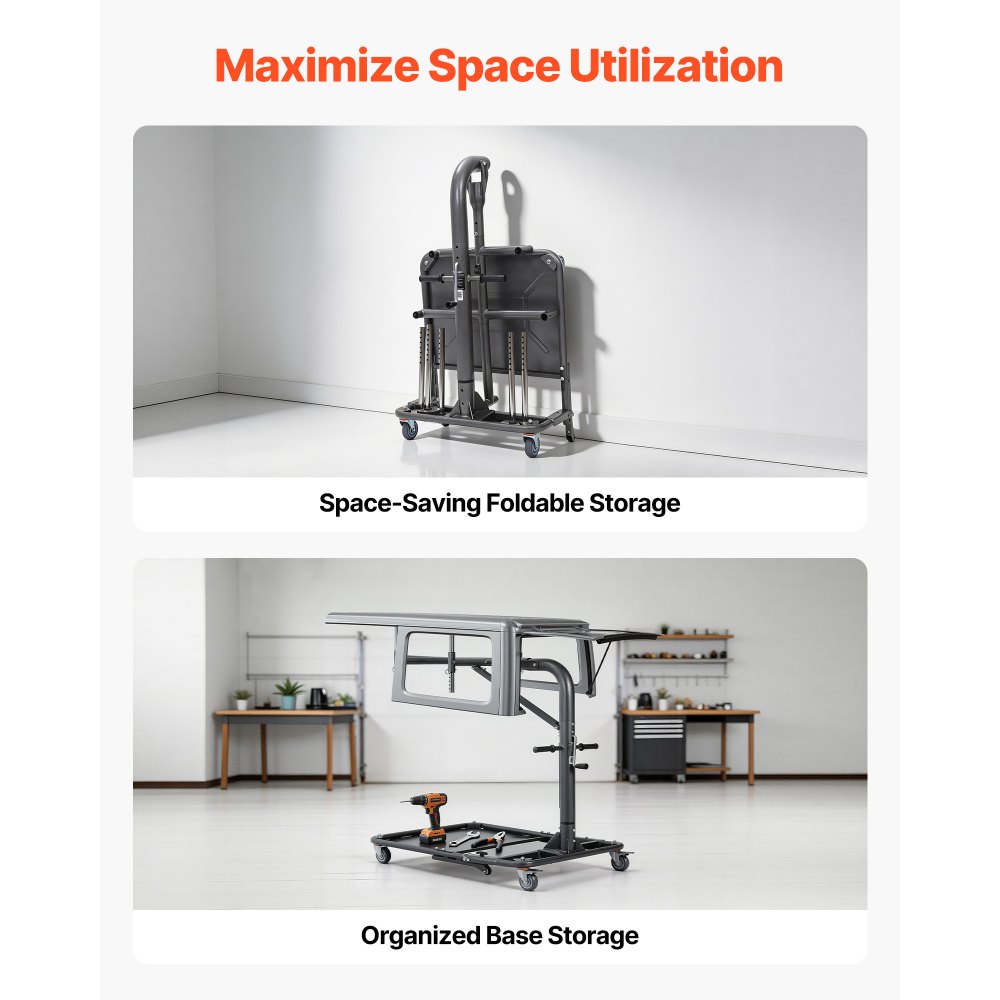 VEVOR Hard Top Remover Lift, 99.79 kg, Foldable Jeep Hardtop Removal and Storage System, Easy One-Person Operation, Adjustable Height, for Jeep Wrangler YJ, TJ, JK, JL, 4XE, Ford Bronco 4 Door &6 Gen+