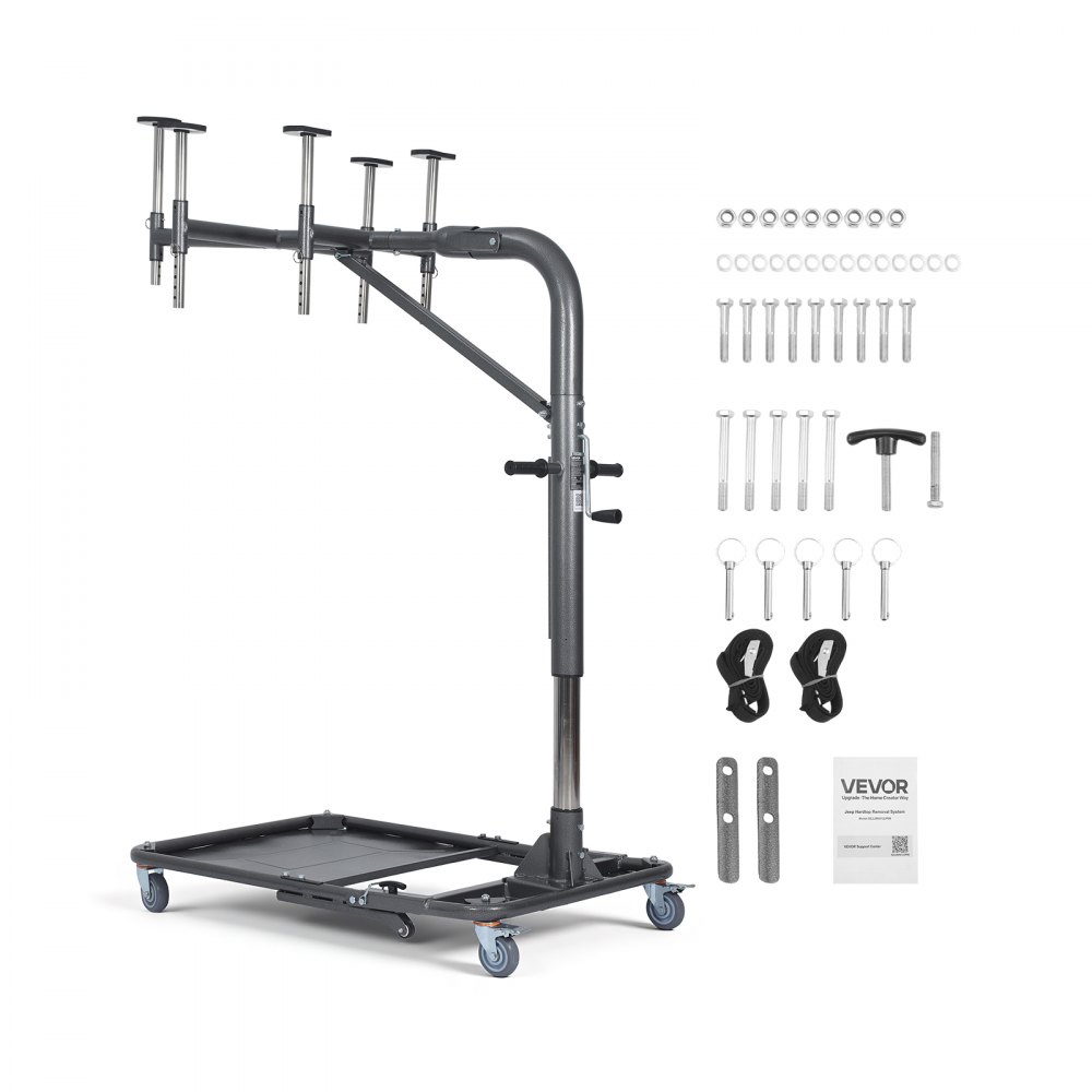 VEVOR Hard Top Remover Lift, 99.79 kg, Foldable Jeep Hardtop Removal and Storage System, Easy One-Person Operation, Adjustable Height, for Jeep Wrangler YJ, TJ, JK, JL, 4XE, Ford Bronco 4 Door &6 Gen+