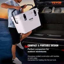 VEVOR Insulated Portable Cooler, 25 qt, Holds 25 Cans, Ice Retention Hard Cooler with Heavy Duty Handle, Ice Chest Lunch Box for Camping, Beach, Picnic, Travel, Outdoor, Keeps Ice for up to 6 Days