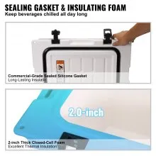 VEVOR Insulated Portable Cooler, 25 qt, Holds 25 Cans, Ice Retention Hard Cooler with Heavy Duty Handle, Ice Chest Lunch Box for Camping, Beach, Picnic, Travel, Outdoor, Keeps Ice for up to 6 Days