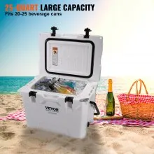 VEVOR Insulated Portable Cooler, 25 qt, Holds 25 Cans, Ice Retention Hard Cooler with Heavy Duty Handle, Ice Chest Lunch Box for Camping, Beach, Picnic, Travel, Outdoor, Keeps Ice for up to 6 Days
