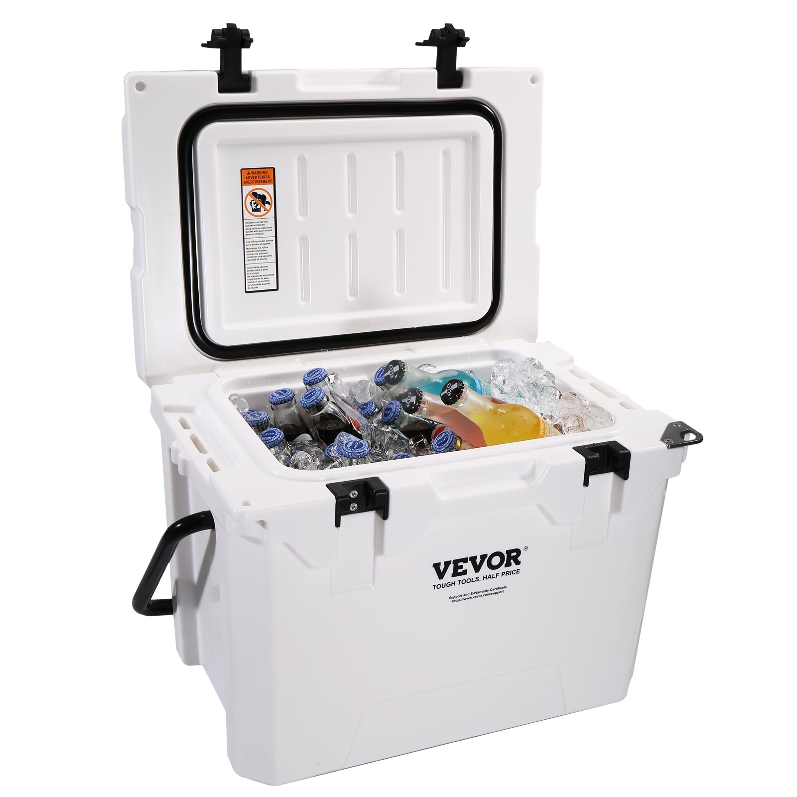 VEVOR Insulated Portable Cooler, 25 qt, Holds 25 Cans, Ice Retention Hard Cooler with Heavy Duty Handle, Ice Chest Lunch Box for Camping, Beach, Picnic, Travel, Outdoor, Keeps Ice for up to 6 Days