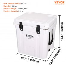 VEVOR Insulated Portable Cooler, 31 L, Holds 35 Cans, Ice Retention Hard Cooler with Heavy Duty Handle, Ice Chest Lunch Box for Camping, Beach, Picnic, Travel, Outdoor, Keeps Ice for up to 6 Days