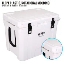 VEVOR Insulated Portable Cooler, 45 qt, Holds 45 Cans, Ice Retention Hard Cooler with Heavy Duty Handle, Ice Chest Lunch Box for Camping, Beach, Picnic, Travel, Outdoor, Keeps Ice for up to 6 Days