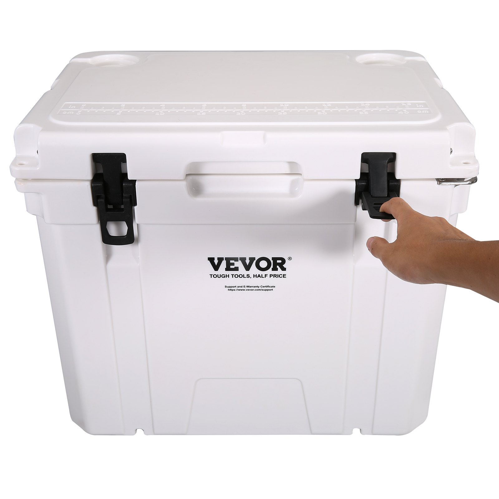 VEVOR Insulated Portable Cooler, 45 qt, Holds 45 Cans, Ice Retention Hard Cooler with Heavy Duty Handle, Ice Chest Lunch Box for Camping, Beach, Picnic, Travel, Outdoor, Keeps Ice for up to 6 Days