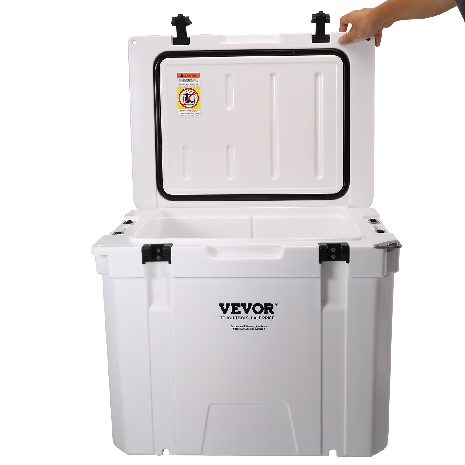 VEVOR Insulated Portable Cooler, 45 qt, Holds 45 Cans, Ice Retention Hard Cooler with Heavy Duty Handle, Ice Chest Lunch Box for Camping, Beach, Picnic, Travel, Outdoor, Keeps Ice for up to 6 Days