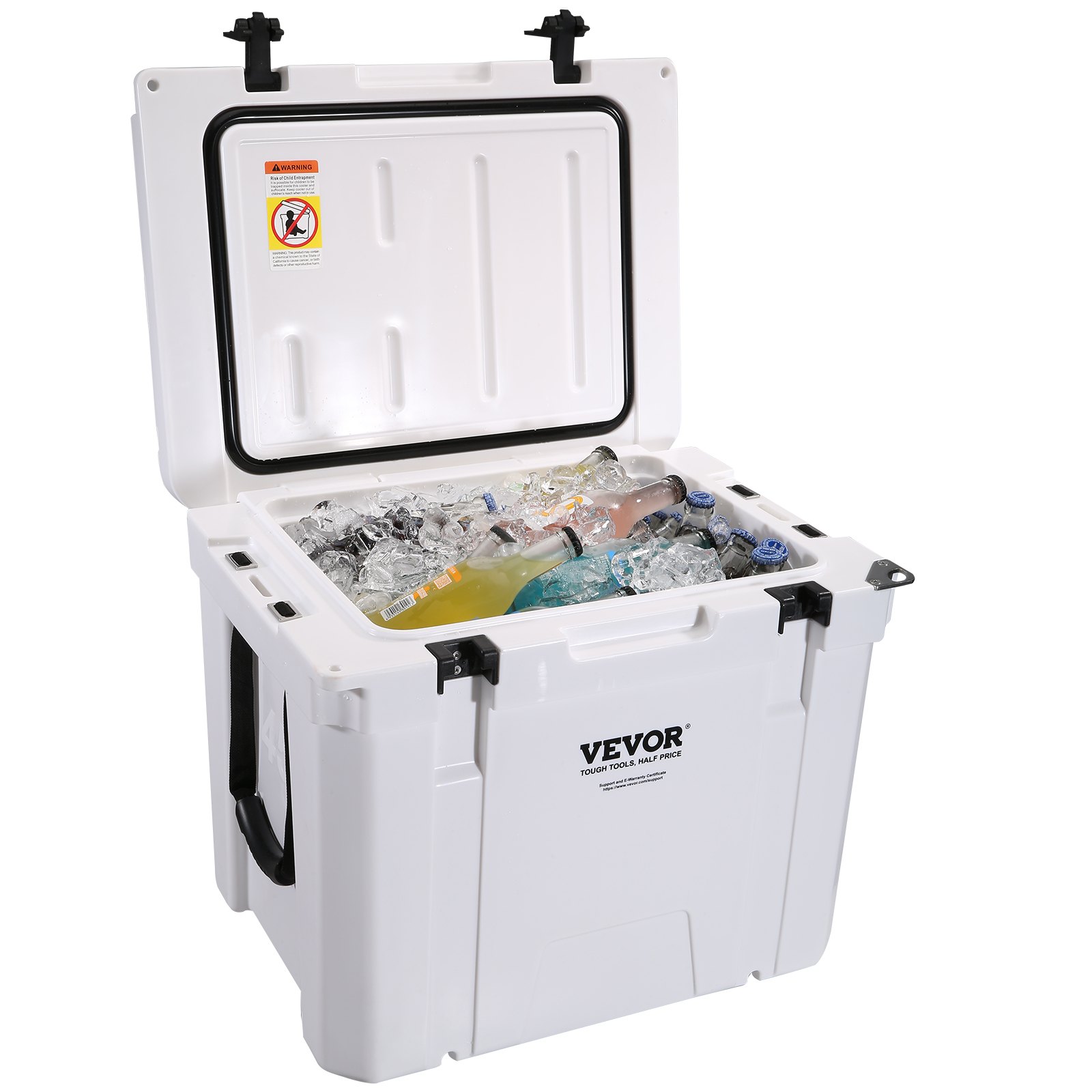 VEVOR Insulated Portable Cooler, 45 qt, Holds 45 Cans, Ice Retention Hard Cooler with Heavy Duty Handle, Ice Chest Lunch Box for Camping, Beach, Picnic, Travel, Outdoor, Keeps Ice for up to 6 Days