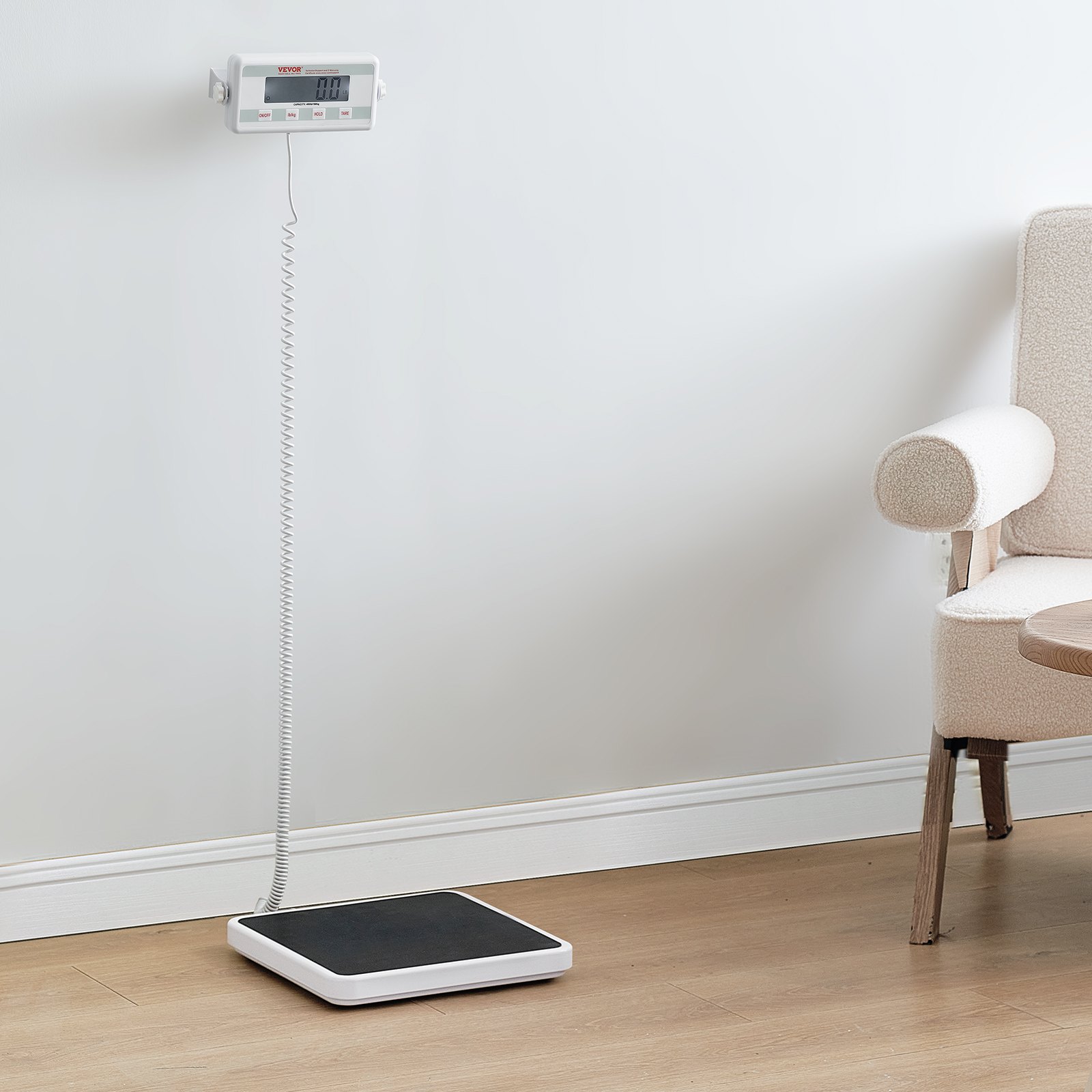 VEVOR Portable Medical Scale, Professional Digital Physician Scale for Weighing - with Anti-Slip Mat, 2 Units (kg/lb), Hold & Tare Function, 550LBS Capacity Physician Wight Scale for Gym Home Hospital