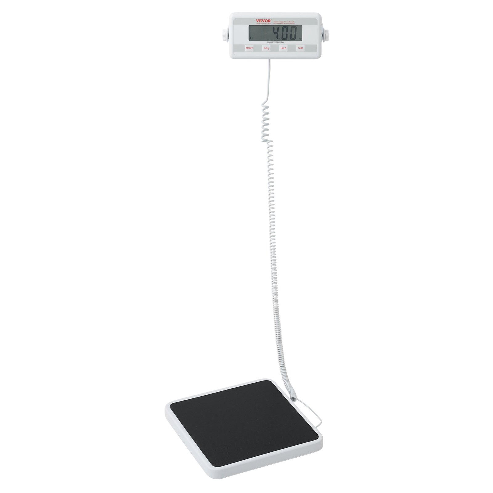 VEVOR Portable Medical Scale, Professional Digital Physician Scale for Weighing - with Anti-Slip Mat, 2 Units (kg/lb), Hold & Tare Function, 550LBS Capacity Physician Wight Scale for Gym Home Hospital