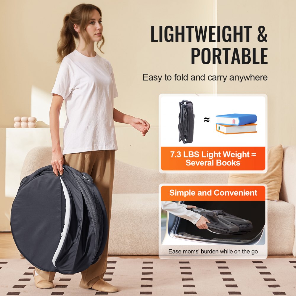 VEVOR Portable Baby Bassinet, On-The-Go Baby Dome with Canopy & Developmental Toys, Quick-Folding Travel Crib, Lightweight Baby Cradle Infant Bed for Indoors/Outdoors, Suitable for 0-6 Months Newborns