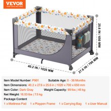 VEVOR Baby Playpen Quick-Folding Portable Baby Toddler Fence Play Yard & Wheels