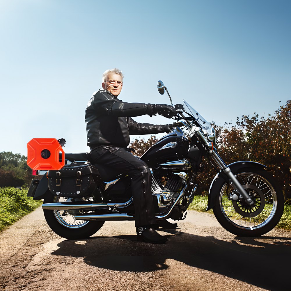 VEVOR Water Can, 1.3 Gallon/5L, Water Tank with Spout and Lockable Bracket, Storage Water Container, Auto-Off Function & Adjustable Flow Rate, Compatible with Most Cars Motorcycle SUV ATV UTV, Red