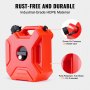 VEVOR Water Can, 1.3 Gallon/5L, Water Tank with Spout and Lockable Bracket, Storage Water Container, Auto-Off Function & Adjustable Flow Rate, Compatible with Most Cars Motorcycle SUV ATV UTV, Red