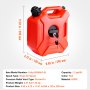 VEVOR Gas Can, 1.3 Gallon/5L, Fuel Tank with Spout and Lockable Bracket, Storage Gasoline Container, Auto-Off Function & Adjustable Flow Rate, Compatible with Most Cars Motorcycle SUV ATV UTV, Red