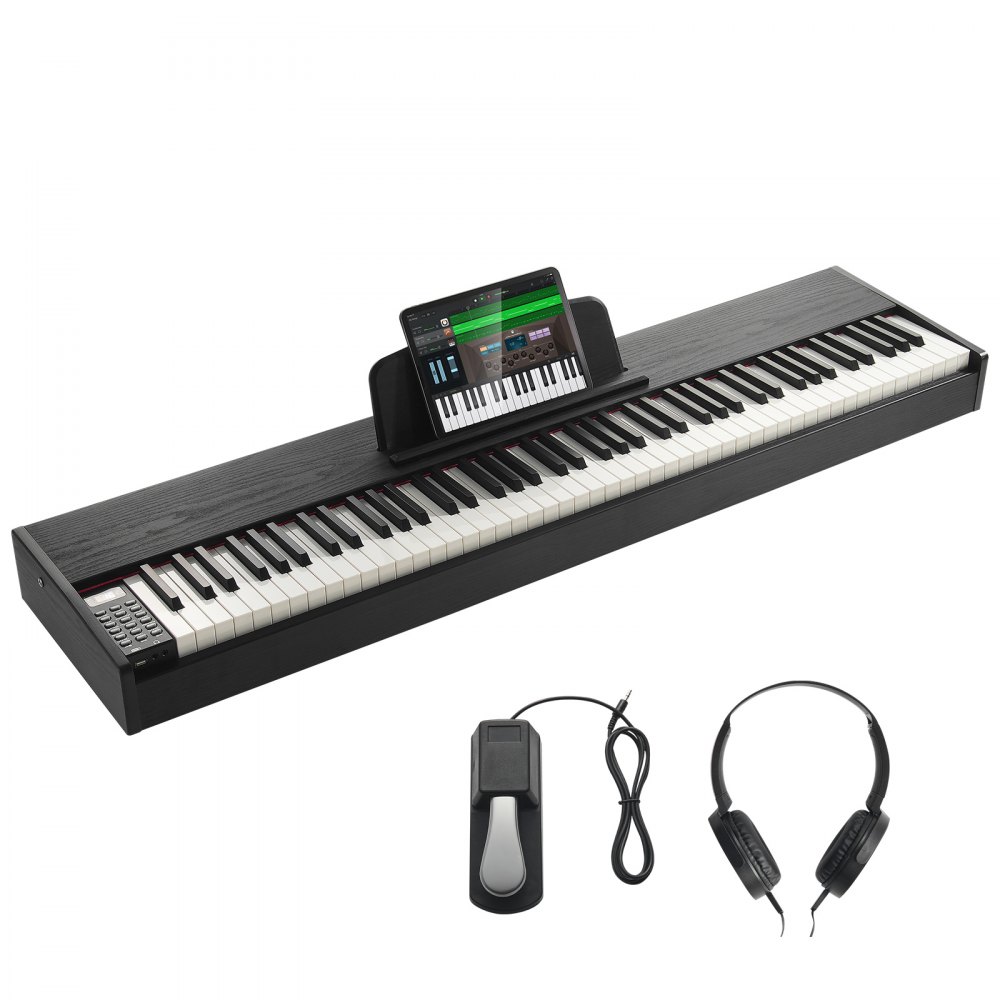 VEVOR 88 Key Fullvektet Digital Piano Dual Keyboard Høyttalere Sustain Pedal