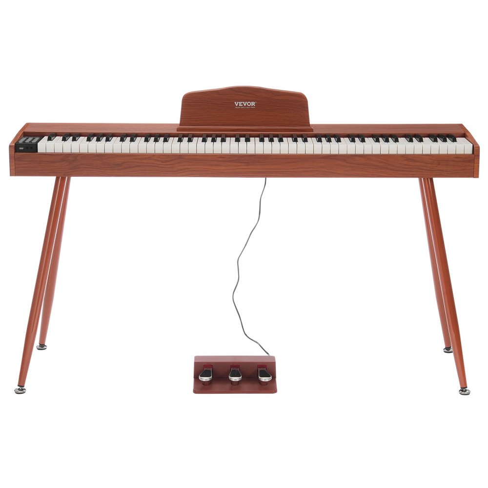 Piano digital contrapesado VEVOR, 88 teclas totalmente contrapesadas, piano eléctrico con teclado dual y altavoces, soporte de piano de cuatro patas con auriculares, 200 tonos y ritmos, compatible con Bluetooth/USB/MIDI, para principiantes.