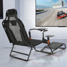 VEVOR Racing Wheel Stand Foldable Fit For Logitech,Thrustmaster,Fanatec,Hori,Mad Catz, Carbon Steel Driving Simulator Cockpit Adjustable Pedal & Seat ,Fit Most Wheels and Pedals, Max. Load 330lbs