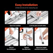 Work Platform Adjustable Height Portable Scaffolding Platform 800 lb Load