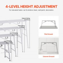 Work Platform Adjustable Height Portable Scaffolding Platform 880 lb Load