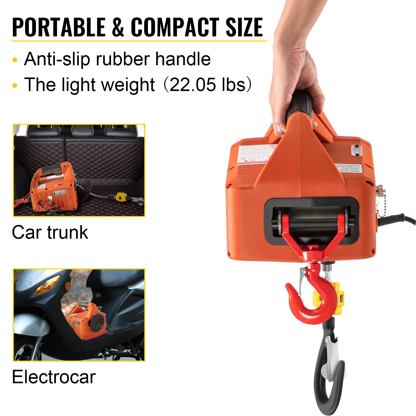 VEVOR Electric Hoist Winch Portable Electric Winch 300KG Wire Remote Control