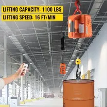 VEVOR 3-in-1 Electric Hoist Winch, 1100lbs Portable Electric Winch, 1500W 110V Power Winch Crane, 25ft Lifting Height, w/Wire and Wireless Remote Control, Overload Protection for Lifting Towing