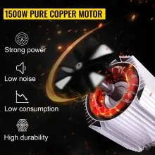 VEVOR 3-in-1 Electric Hoist Winch, 1100lbs Portable Electric Winch, 1500W 110V Power Winch Crane, 25ft Lifting Height, w/Wire and Wireless Remote Control, Overload Protection for Lifting Towing