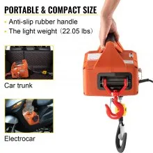 VEVOR 3-in-1 Electric Hoist Winch, 1100lbs Portable Electric Winch, 1500W 110V Power Winch Crane, 25ft Lifting Height, w/Wire and Wireless Remote Control, Overload Protection for Lifting Towing