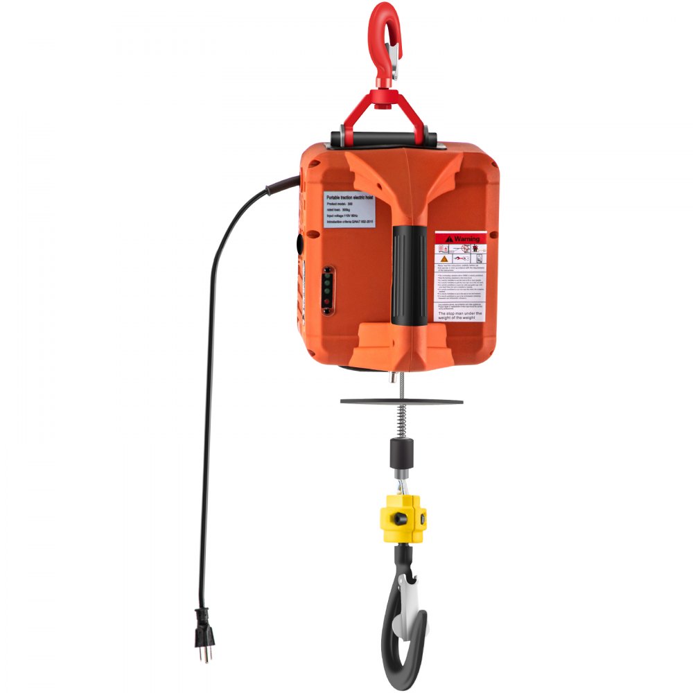 VEVOR Electric Hoist Winch, 1100lbs Portable Electric Winch, 1500W 110V Power Winch Crane, 25ft Lifting Height, w/Wireless Remote Control and Overload Protection for Garages Warehouse Lifting Towing