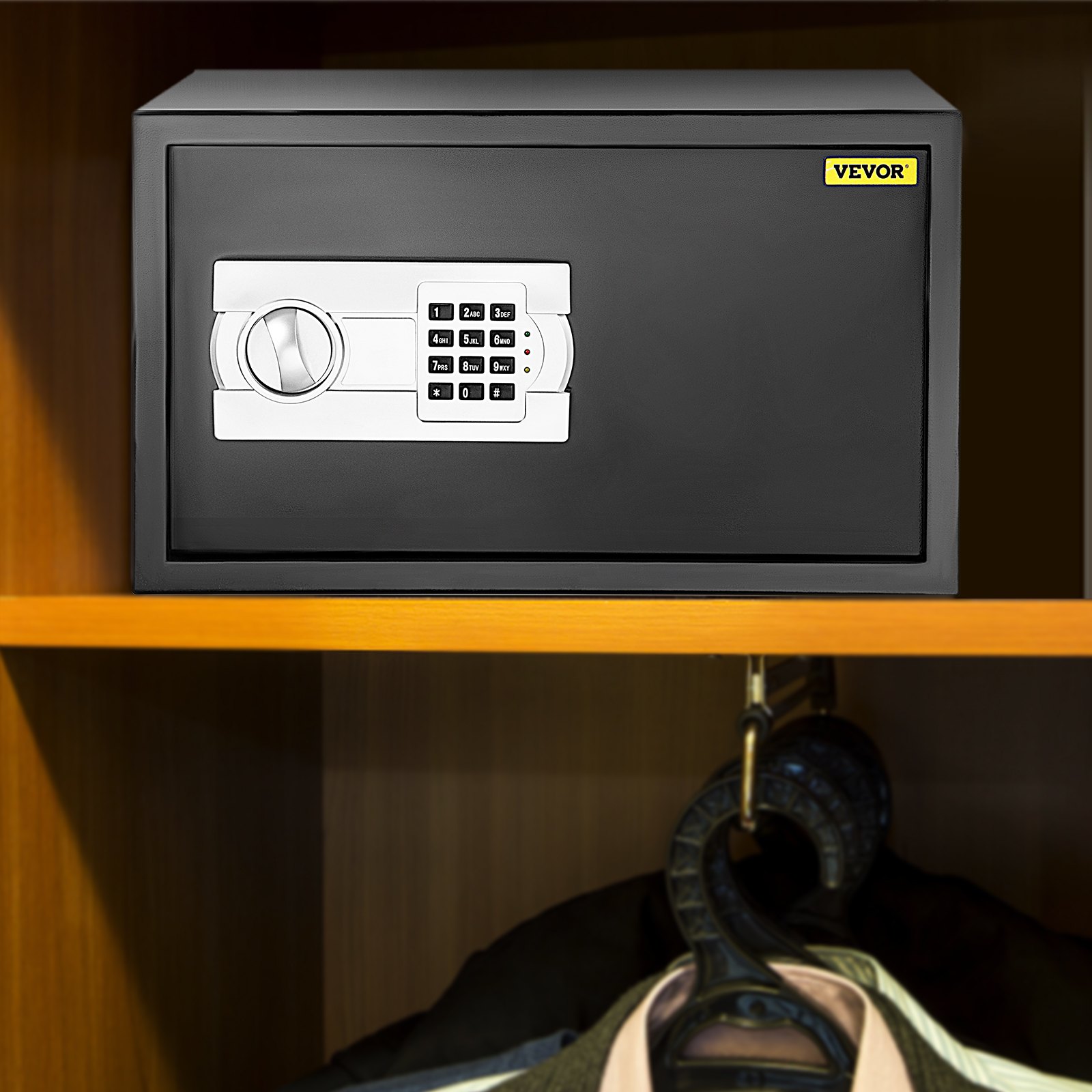 VEVOR Caja de seguridad de 1.1 pies cúbicos, caja de seguridad negra, cajas fuertes de gabinete de 17 x 14.5 x 9 pulgadas, caja fuerte digital con teclado ideal para el hogar, hotel y oficina