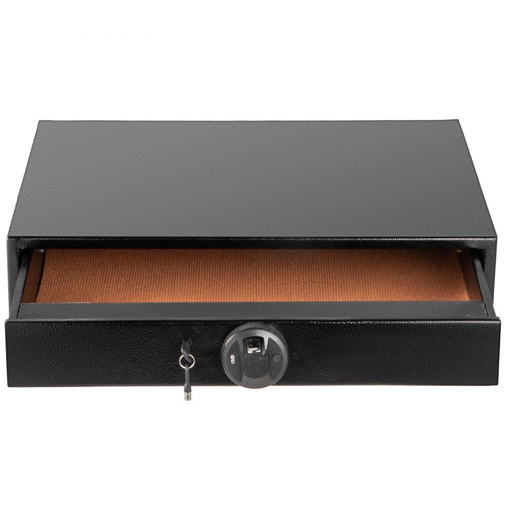 VEVOR Under Bed Gun Safe Fingerprint Lock Under Bed Safe with Two Emergency Keys Under Bed Gun Storage Horizontal Gun Safe Gun Drawer Carbon Steel Truck Bed Gun Storage for Home Hotel Office & Vehicle