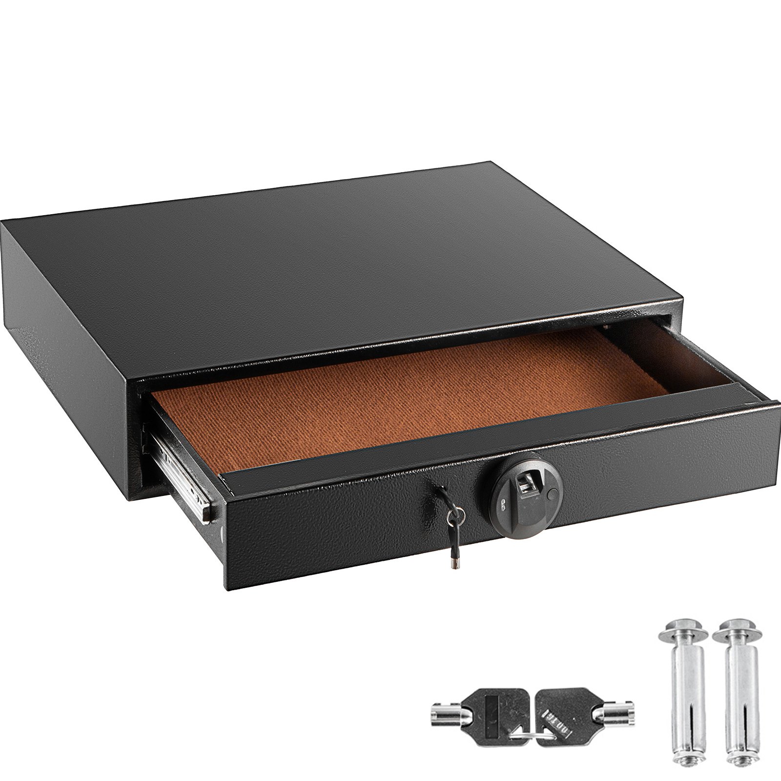 VEVOR Under Bed Gun Safe Fingerprint Lock Under Bed Safe with Two Emergency Keys Under Bed Gun Storage Horizontal Gun Safe Gun Drawer Carbon Steel Truck Bed Gun Storage for Home Hotel Office & Vehicle