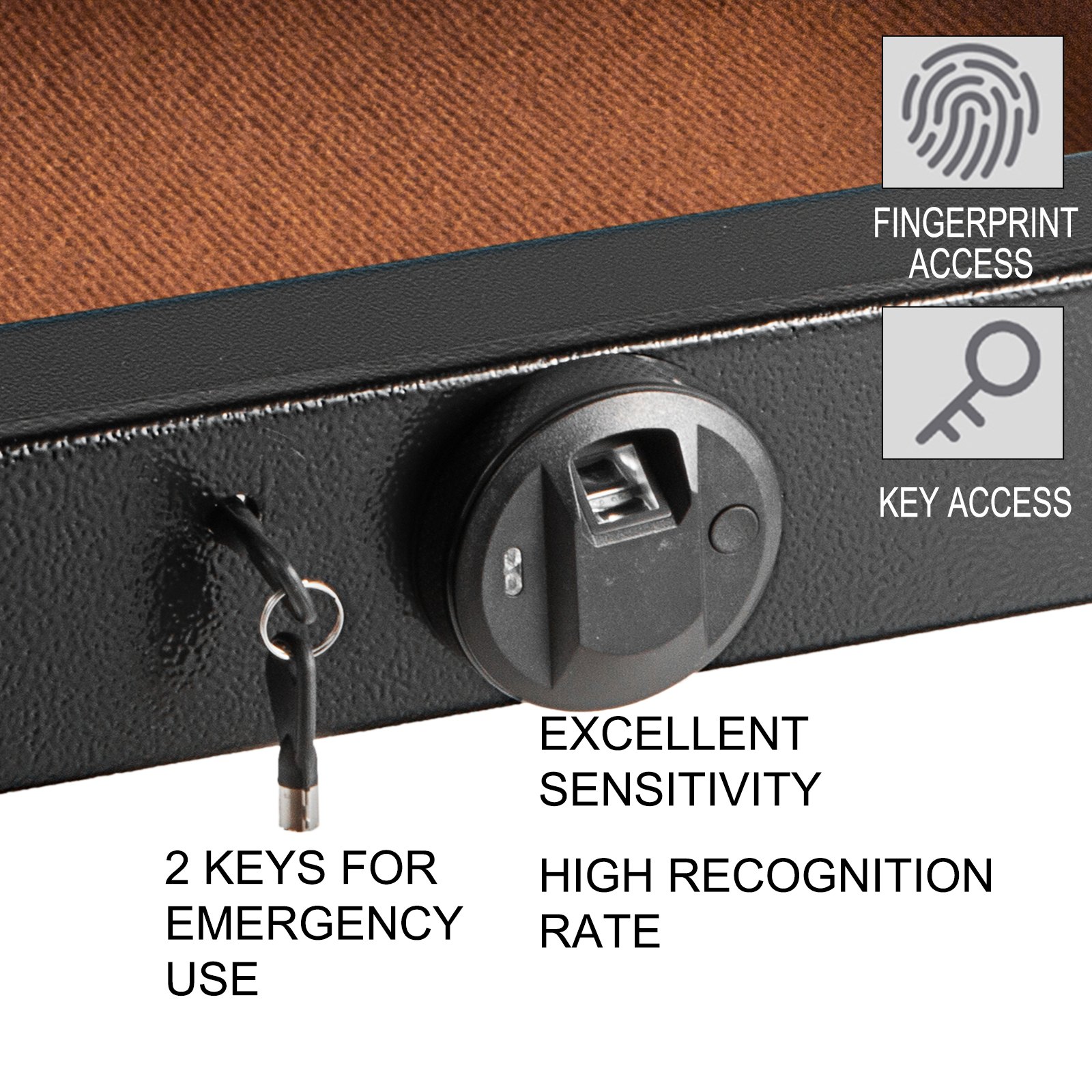 VEVOR Under Bed Gun Safe Fingerprint Lock Under Bed Safe with Two Emergency Keys Under Bed Gun Storage Horizontal Gun Safe Gun Drawer Carbon Steel Truck Bed Gun Storage for Home Hotel Office & Vehicle