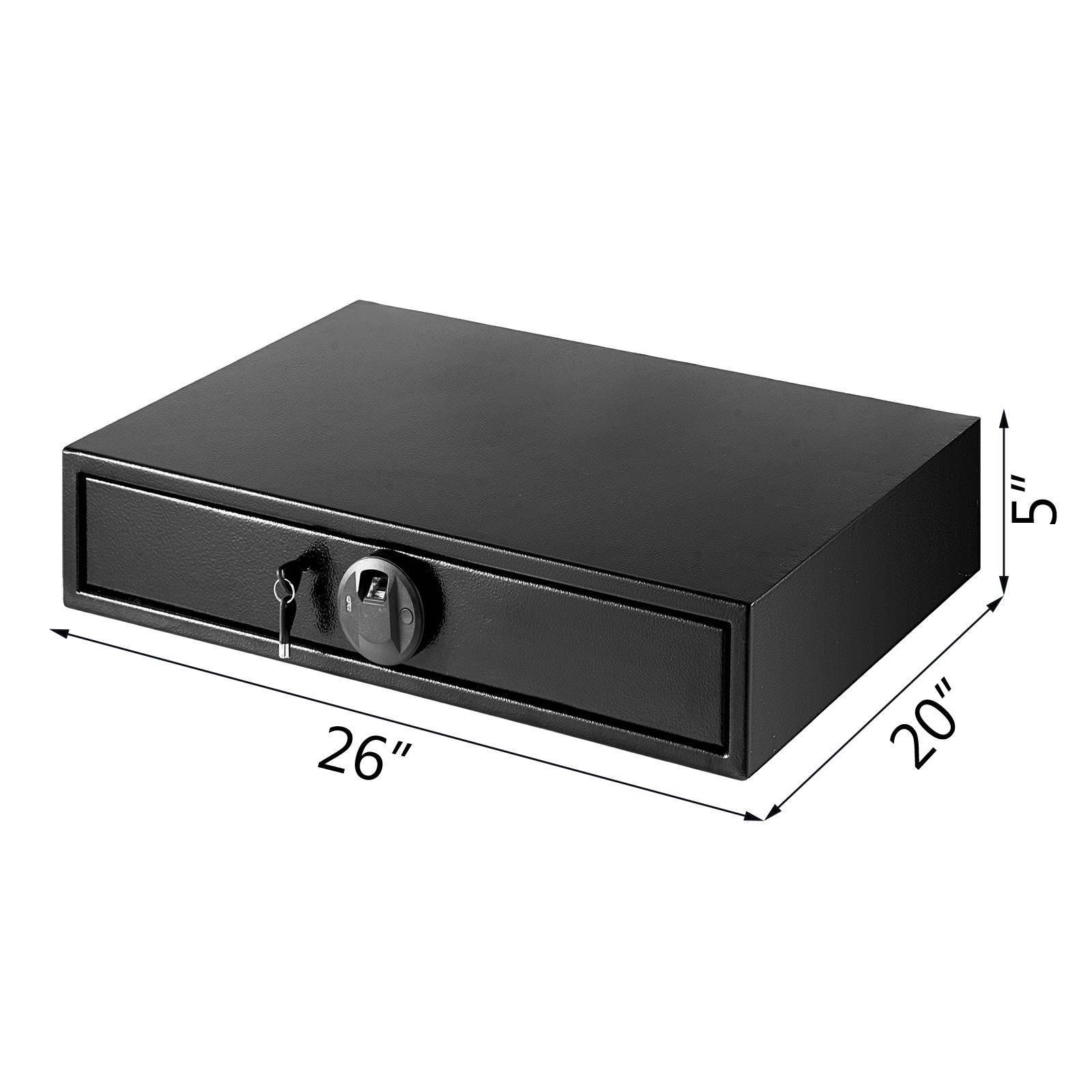 VEVOR Under Bed Gun Safe Fingerprint Lock Under Bed Safe with Two Emergency Keys Under Bed Gun Storage Horizontal Gun Safe Gun Drawer Carbon Steel Truck Bed Gun Storage for Home Hotel Office & Vehicle