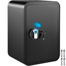 VEVOR Safe Box, 1.8 Cubic Feet Money Safe with Fingerprint Lock and Key Lock, Alloy Steel Home Safes with A Removable Shelf, Wall-Mounted Security Safe for Cash, Jewelry, Passports, Documents (Black)