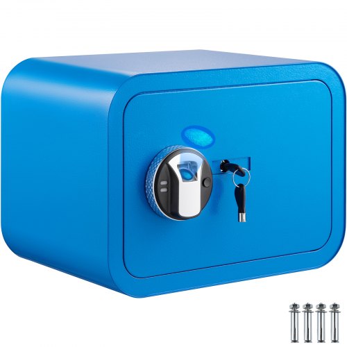 VEVOR Safe Box, 1 Cubic Foot Money Safe with Fingerprint Lock and Key Lock, Alloy Steel Home Safes with 2 Keys, Wall-Mounted Security Safe for Cash, Watch, Jewelry, Passports, Documents (Blue)