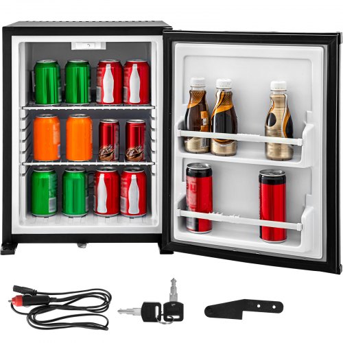 1 Cu Ft Lockable Silent Absorption Fridge Office 110v/12v Nursery Mini Cooler