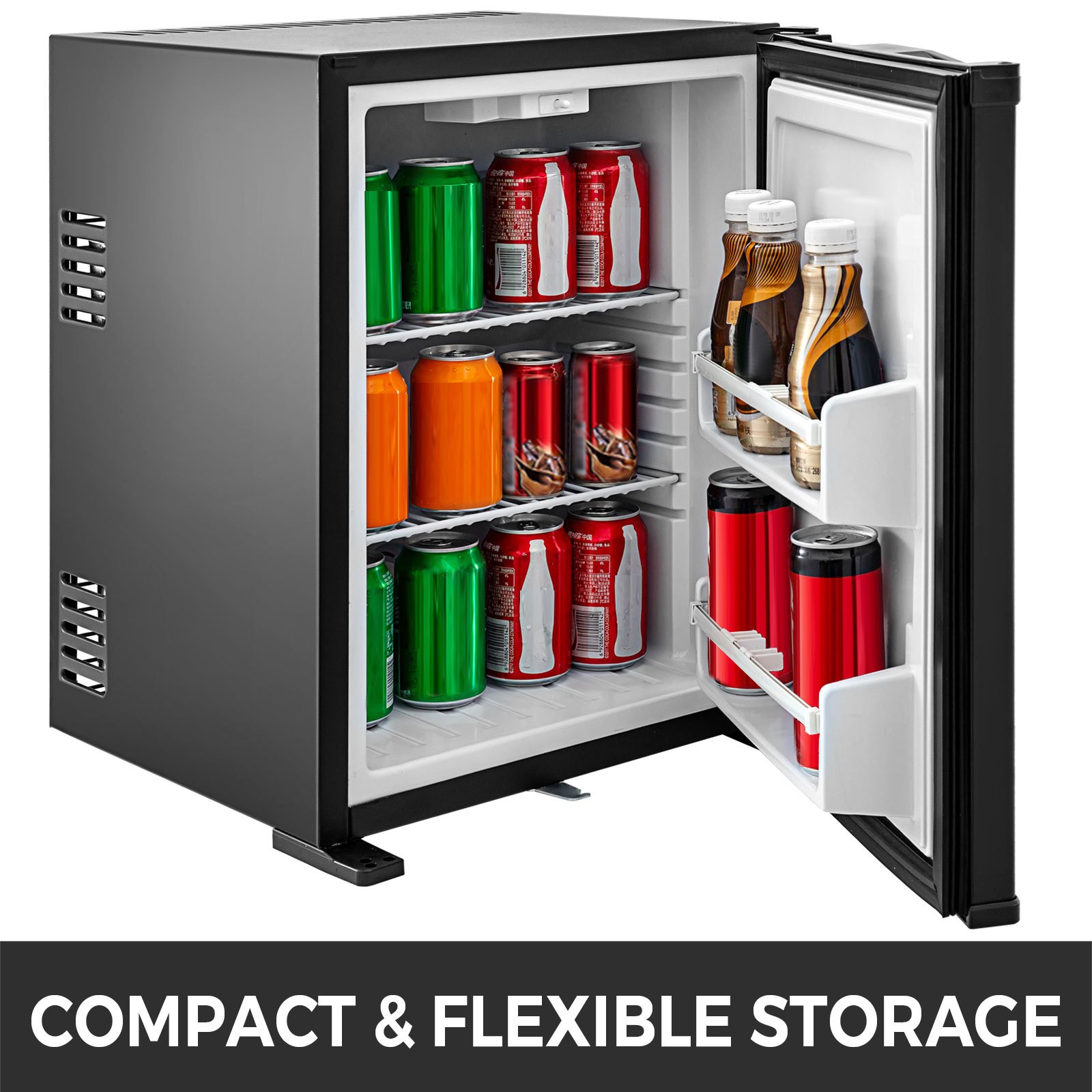 1 Cu Ft Lockable Silent Absorption Fridge Office 110v/12v Nursery Mini Cooler