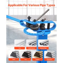 VEVOR Manual Pipe Bender, Pipe Tube Bender with 14 Bending Dies, 200° Heavy-Duty Tube Bending Tool for Copper Aluminum Iron Pipes, Ideal for HVAC Air Conditioning Refrigerator Auto Repair