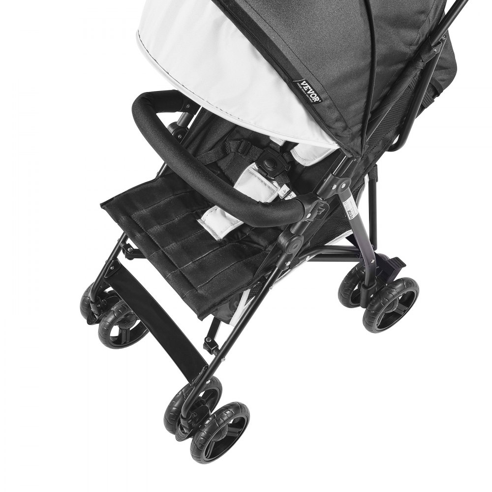 VEVOR Lightweight Stroller, Compact Easy Fold MultiPosition Recline Canopy Backrest, Carbon Steel Frame, Large Storage Basket, Umbrella Toddler Baby Stroller for Travel and More, Black/White