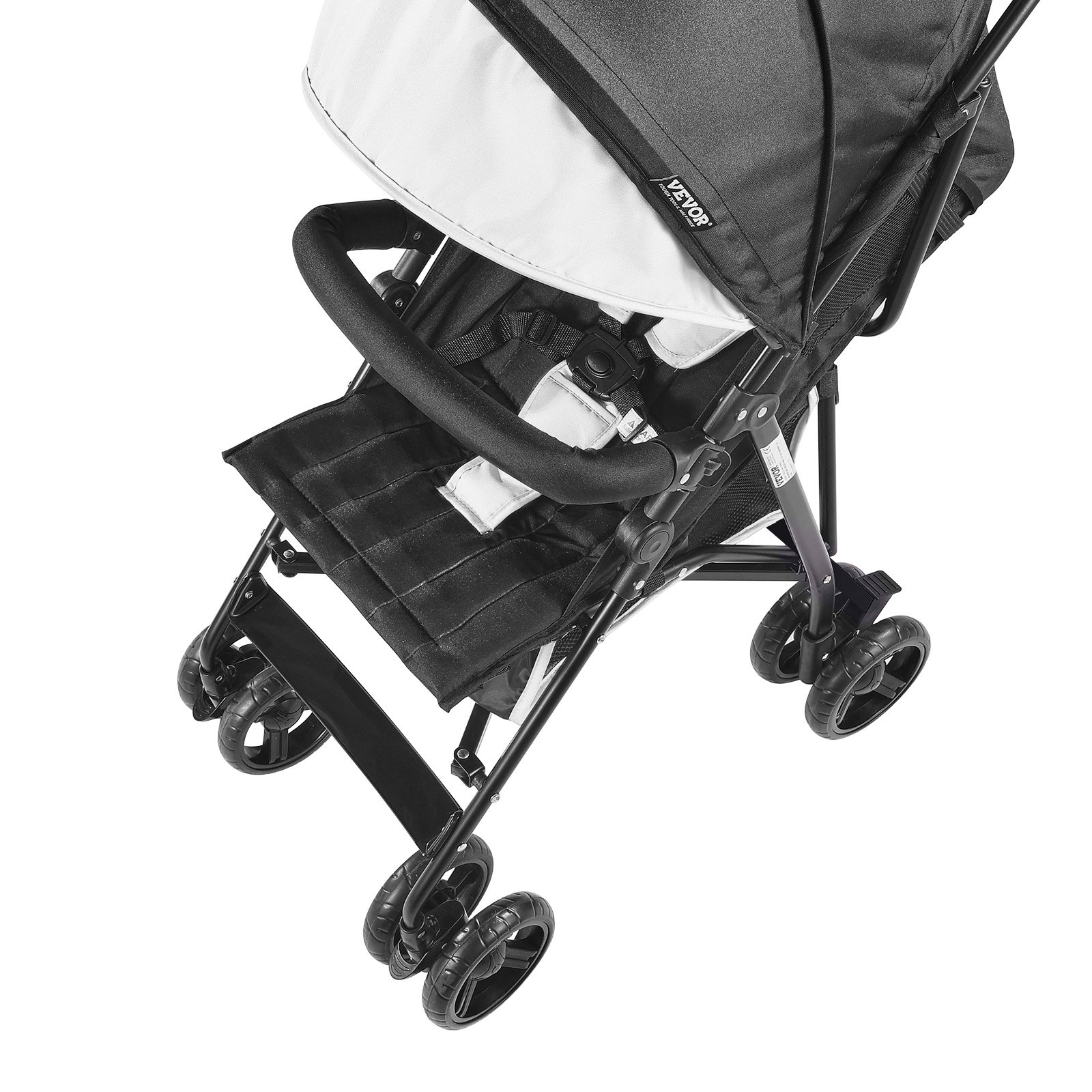 VEVOR Lightweight Stroller, Compact Easy Fold MultiPosition Recline Canopy Backrest, Carbon Steel Frame, Large Storage Basket, Umbrella Toddler Baby Stroller for Travel and More, Black/White