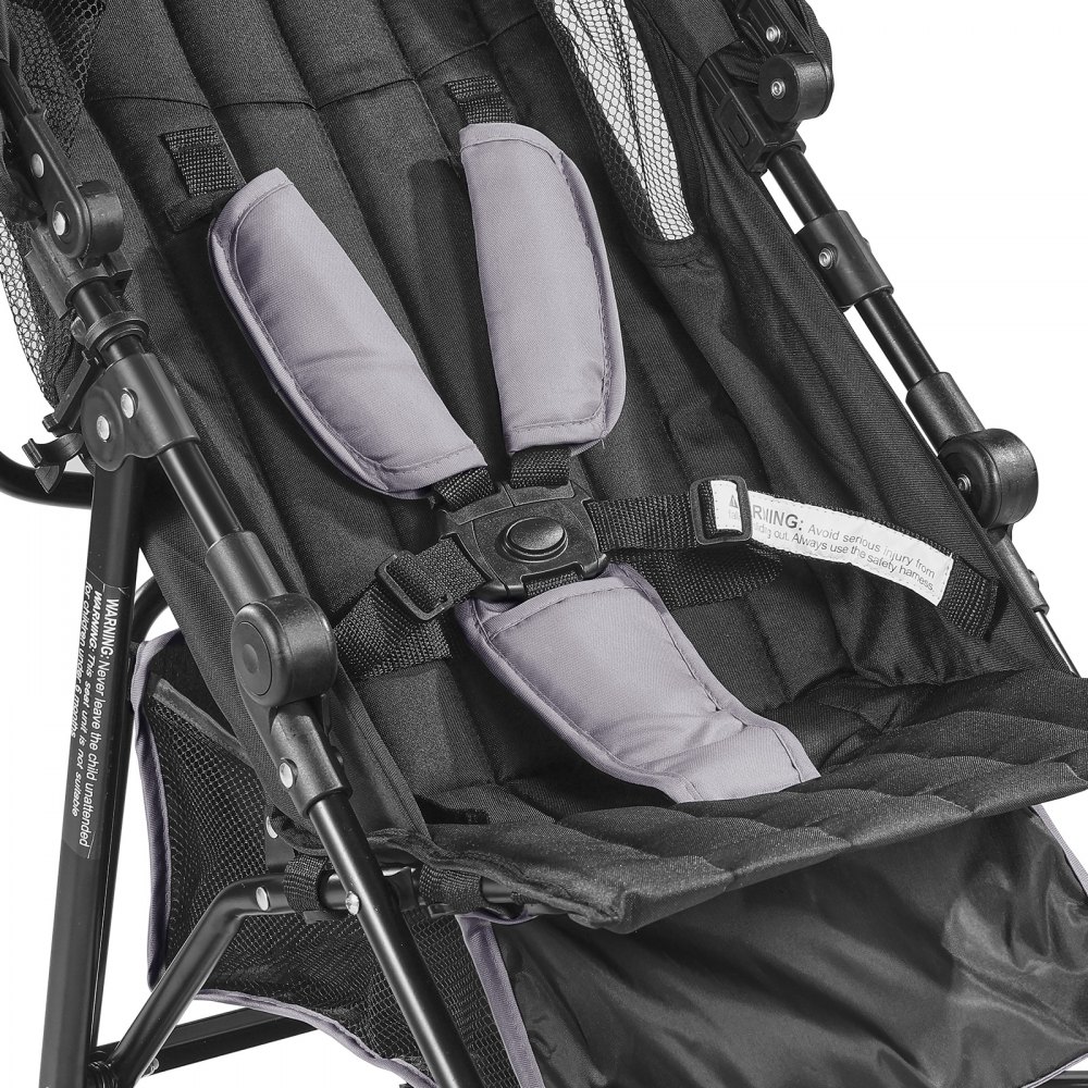 VEVOR Lightweight Stroller, Compact Easy Fold MultiPosition Recline Canopy Backrest, Carbon Steel Frame, Large Storage Basket,Cup Holder, Umbrella Toddler Baby Stroller for Travel, Light Gray/Black